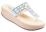  Heart Shimmering Platform Wedge Flip Flop Thong Sandal