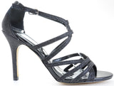  Caged Glitter Beaded Platform Heels Sandals Black Fourever Funky