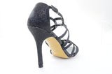  Caged Glitter Beaded Platform Heels Sandals Black Fourever Funky