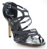  Caged Glitter Beaded Platform Heels Sandals Black Fourever Funky