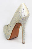 Champagne Satin Rhinestone Formal Platform Pump Stiletto Heels