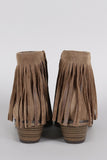 Fringe Round Toe Cowgirl Vegan Suede Ankle Women's Boots