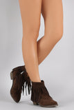 Fringe Round Toe Cowgirl Vegan Suede Ankle Women's Boots