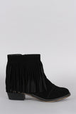 Fringe Round Toe Cowgirl Vegan Suede Ankle Women's Boots