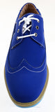 Men's Wing-tip Vegan Suede Rockabilly Casual Dress Blue Oxford Shoes