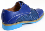 Men's Blue Woven Cap Toe Casual Dress Oxford Shoes