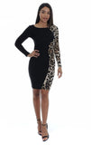 Womens Sexy Leopard Colorblock Fitted Cocktail Dress USA