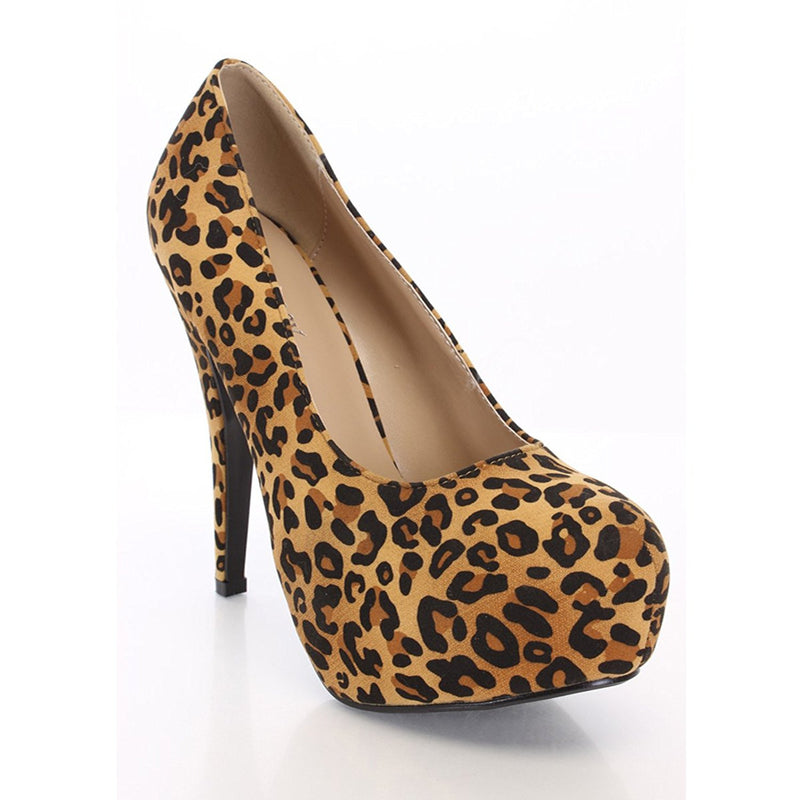 Classic Round Toe Faux Suede Platform Pump Women's Heels