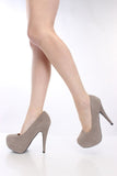 Classic Round Toe Faux Suede Platform Pump Women's Heels