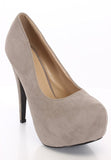 Classic Round Toe Faux Suede Platform Pump Women's Heels