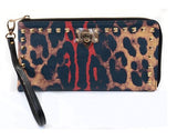 Ely Pebbled Leopard Print Wristlet