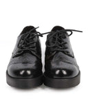 Womens Leatherette Round Toe Wing Tip Rockabilly Brogue Creeper