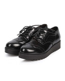 Womens Leatherette Round Toe Wing Tip Rockabilly Brogue Creeper