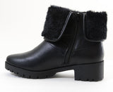 Chunky Buckle Shearling Fur Fold Over Combat Lug Vegan Women's Boots