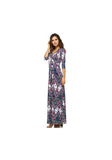 Trendy Aztec Chevron Paisley Design 3/4 Sleeves Maxi Dress USA