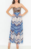  Blue Sweetheart Animal Print Double Layer Maxi Dress U.S.A