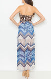  Blue Sweetheart Animal Print Double Layer Maxi Dress U.S.A