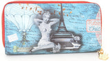 Retro Chic Eiffel Tower Pin-up Girl Vegan Leather Handbag Purse Wallet SET