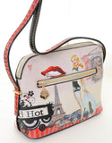 Red Hot Eiffel Tower Pin-up Girl Vegan Leather Crossbody Purse