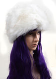  Super Furry Vegan Black or Ivory Vintage Style Pillbox Winter Hat