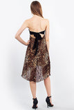  Leopard Chiffon Strapless High Low Womens Sheer Dress