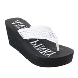 Studded Women's Thong Flip Flop Wedge Platform Sandals