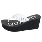 Studded Women's Thong Flip Flop Wedge Platform Sandals