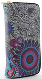 Funky Abstract Hippie Boho Dual Zipper Fashion Wristlet Wallet