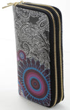 Funky Abstract Hippie Boho Dual Zipper Fashion Wristlet Wallet