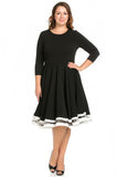 Plus Size Colorblock Mesh Hem Skater Dress with Full Skirt