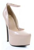 Beige Ankle Strap Stiletto Hidden Platform Pin-up Pump