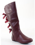 Lace-up Bow Back Detail Girls Knee High Flat Riding Boots