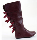 Lace-up Bow Back Detail Girls Knee High Flat Riding Boots