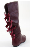 Lace-up Bow Back Detail Girls Knee High Flat Riding Boots