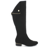  Pirate Back Zipper Black Women's Slouchy Knee-high Vegan Boots