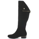  Pirate Back Zipper Black Women's Slouchy Knee-high Vegan Boots