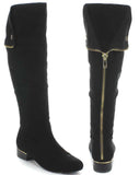  Pirate Back Zipper Black Women's Slouchy Knee-high Vegan Boots