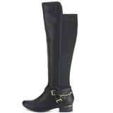  Criss Cross Two-tone Ankle Strap Side Zip Knee High Vegan Equestrian Pirate Boots