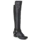  Criss Cross Two-tone Ankle Strap Side Zip Knee High Vegan Equestrian Pirate Boots