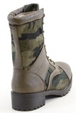  Cap Toe Army Green Camoflauge 8i Lace Up Lug Sole Combat Vegan Boots Women's