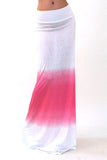 Pink White Ombre High Waist Fashion Maxi Skirt U.S.A Large