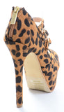 Leopard Peep-toe Triple Strap Stiletto Hidden Platform Pin-up Pump