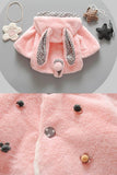 Pink Baby Girls Faux Fur Bunny Rabbit Ear Hoodie Jacket