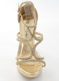 Jeweled Metallic Wedding Formal Evening Women's Platform Sandals