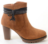 Suede Anklet Tassel Western Chunky Heeled Ankle Boots