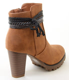 Suede Anklet Tassel Western Chunky Heeled Ankle Boots