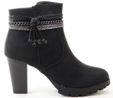 Suede Anklet Tassel Western Chunky Heeled Ankle Boots