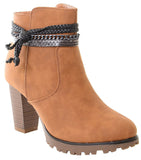 Suede Anklet Tassel Western Chunky Heeled Ankle Boots