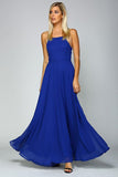 Royal Blue Lace Up Back Elegant Evening Maxi Dress