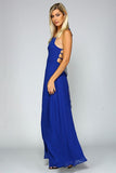 Royal Blue Lace Up Back Elegant Evening Maxi Dress